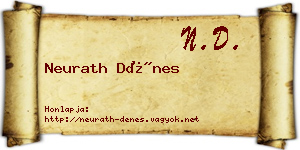Neurath Dénes névjegykártya